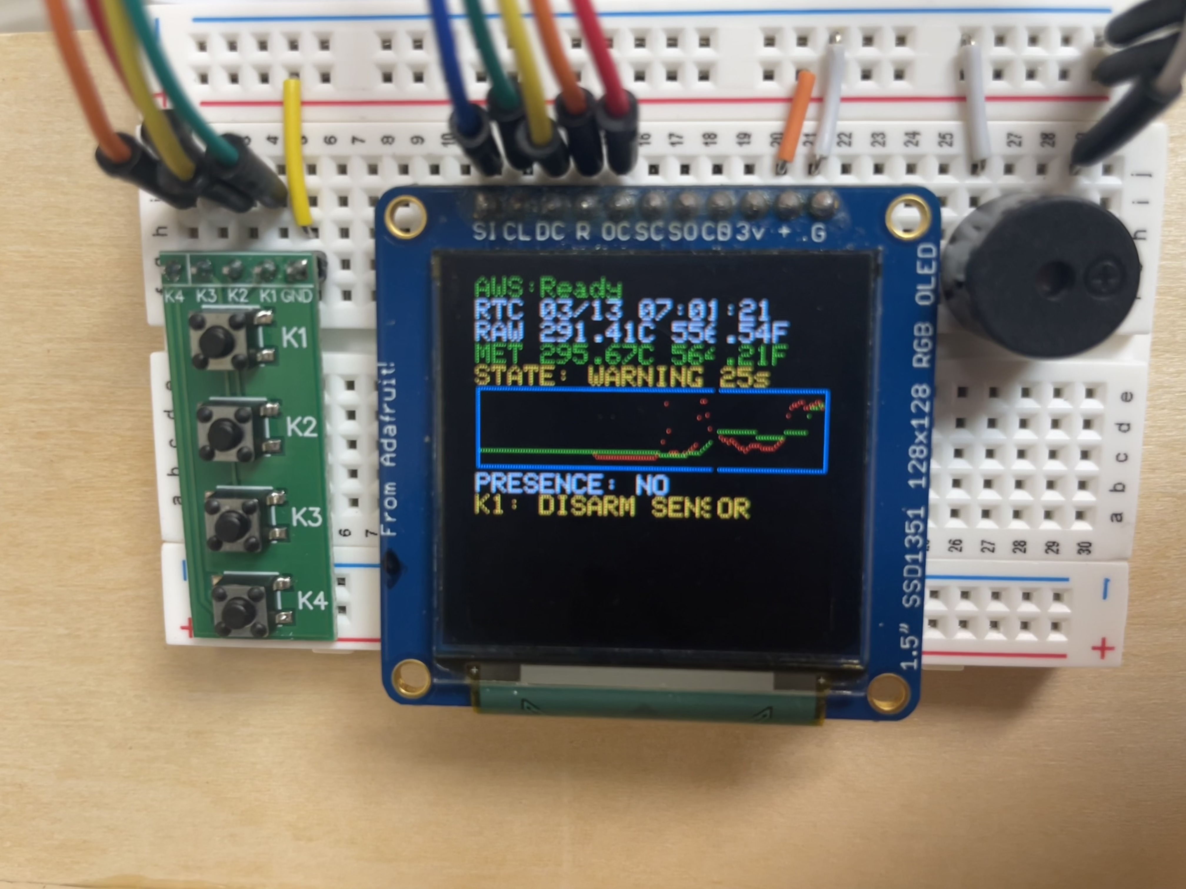 OLED display and buzzer used in HADES
